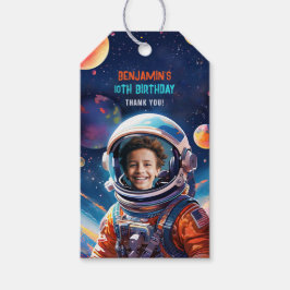 Étiquettes-cadeau Astronaut Deep Space Sky Planets Photo Birthday