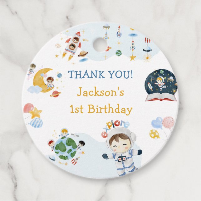 Étiquettes Cadeau Astronaut Espace Extérieur Anniversaire Fête Favor (Devant)