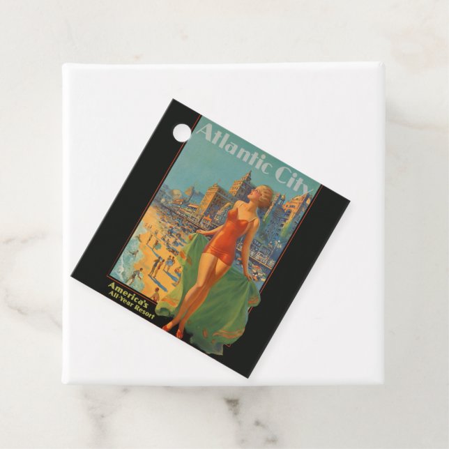 Étiquettes Cadeau Atlantic City Beach Beauté Vintage Art (En situation)