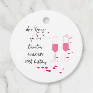 Étiquettes Cadeau Attacher ses vingt ans Champagne rose 30e annivers