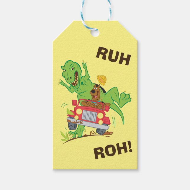 Étiquettes-cadeau Attaque Scooby Doo T-Rex (Devant)