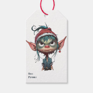 Étiquettes-cadeau Attitude des elfes de Noël grincheux