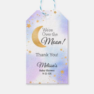 Étiquettes-cadeau Au-dessus du Baby shower de Merci rose lune
