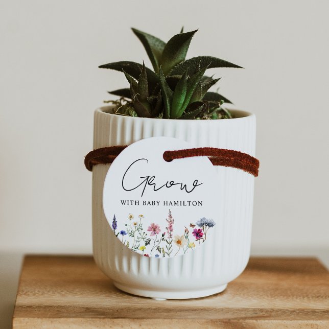 Étiquettes Cadeau Augmenter avec le Plante Baby shower Fleur sauvage (Créateur téléchargé)