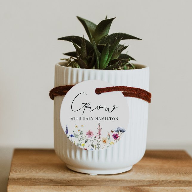 Étiquettes Cadeau Augmenter avec le Plante Baby shower Fleur sauvage (Créateur téléchargé)