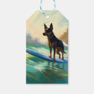 Étiquettes-cadeau Australian Kelpie Beach Surf Paining