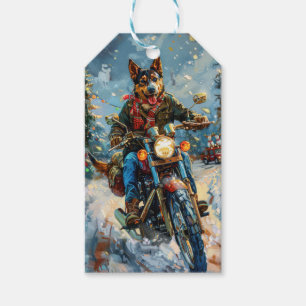 Étiquettes-cadeau Australian Kelpie Chien équitation moto Noël