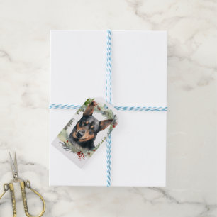 Étiquettes-cadeau Australie Kelpie Noël Wreath Festive Pup