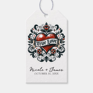 Étiquettes-cadeau Autocollant de tatouage de coeur d'amour vrai Mari
