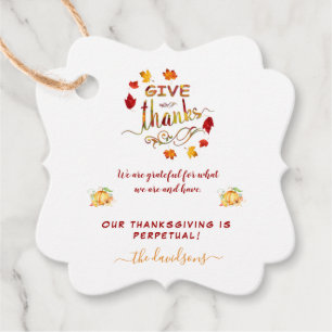 Étiquettes Cadeau Automne Aquarelle Les Feuilles Remercient Monogram
