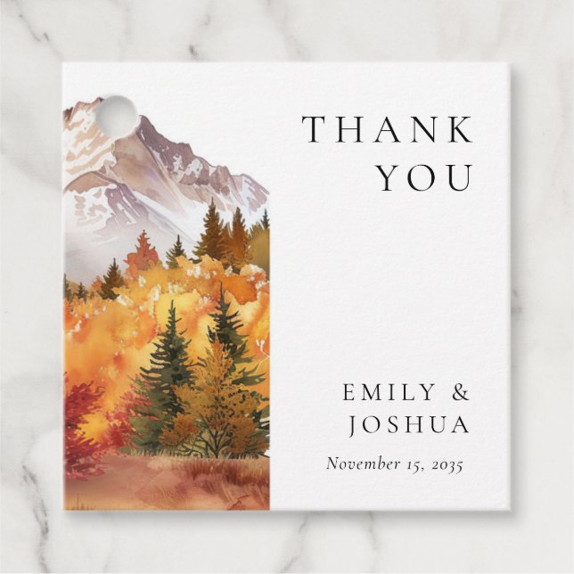 Étiquettes Cadeau Automne Automne Mariage élégant (Devant)
