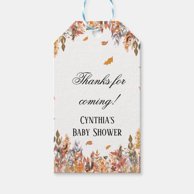 Étiquettes-cadeau Automne Baby shower d'automne Favoriser les étique (Devant)