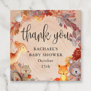 Étiquettes Cadeau Automne Bois Animaux Baby shower Merci