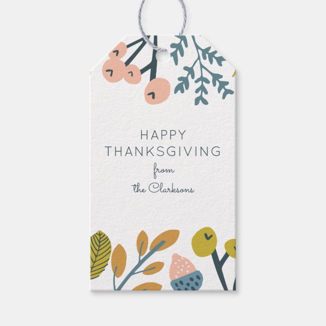 Étiquettes-cadeau Automne Botanique Thanksgiving (Devant)