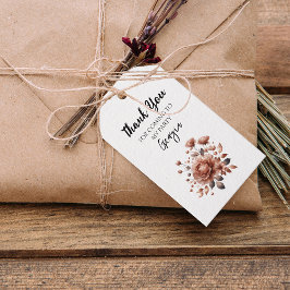 Étiquettes-cadeau Automne Brown Floral Élégante fête d'anniversaire