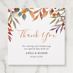 Étiquettes Cadeau Automne Feuillage d'automne aquarelle Mariage Merc