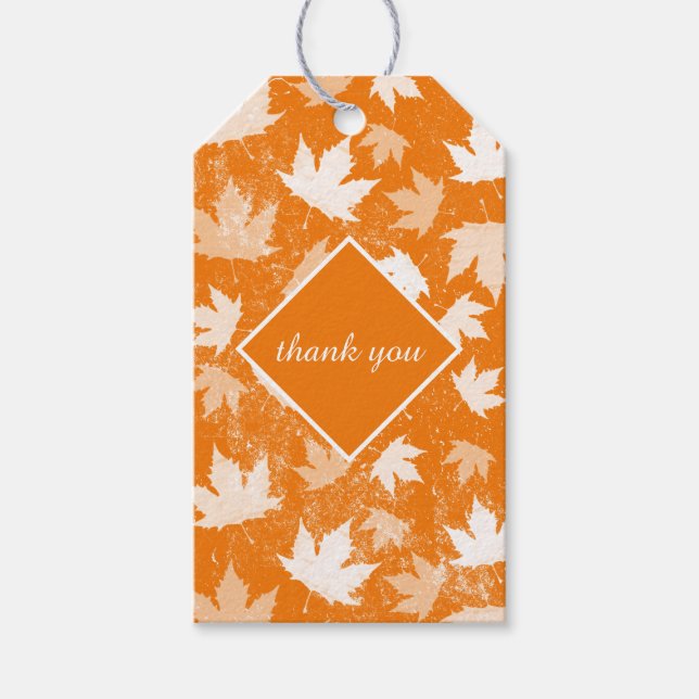 Étiquettes-cadeau Automne Feuilles Motif Merci (Devant)