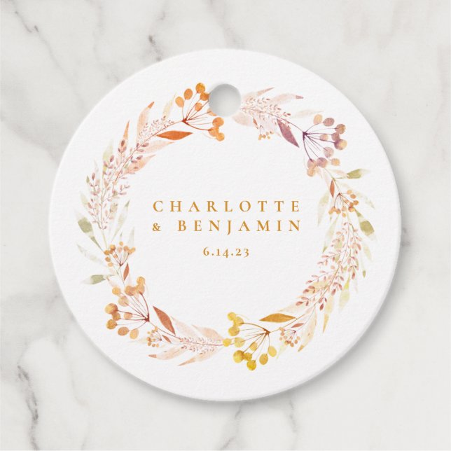 Étiquettes Cadeau Automne Floral Aquarelle Wreath Boho Custom (Devant)