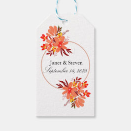 Étiquettes-cadeau Automne Mariage Floral Orange Gold Brown