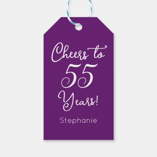 Étiquettes-cadeau Automne Purple Cheers à 55 Ans 55e Anniversaire (Devant)