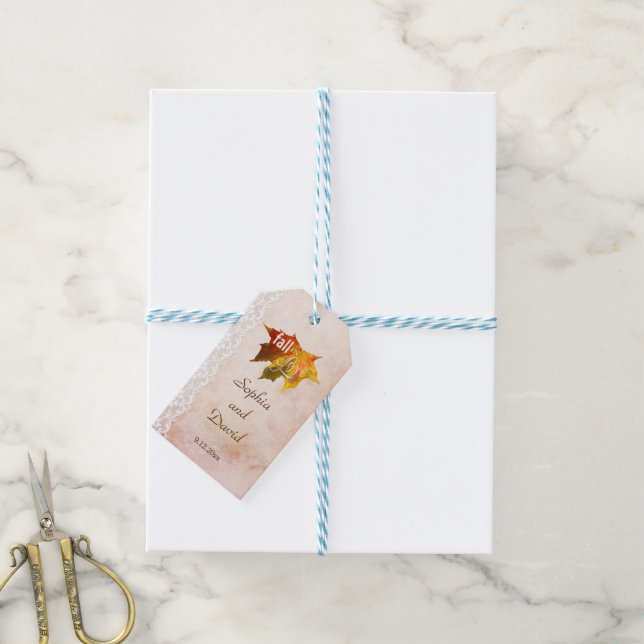 Étiquettes-cadeau Automne romantique chute en amour Mariage (Avec de laficelle)