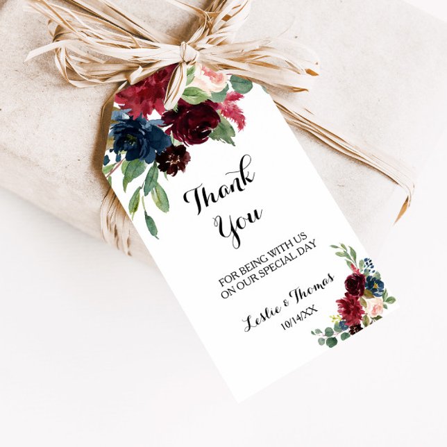 Étiquettes-cadeau Automne Rustique Éblouissant Bourgogne Merci (Créateur téléchargé)