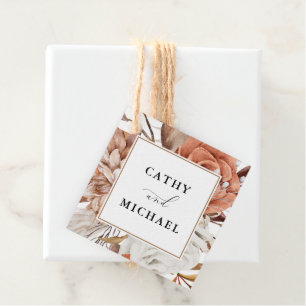 Étiquettes Cadeau Automne Rustique Floral, Mariage encadré
