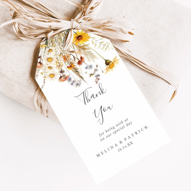 Étiquettes-cadeau Automne Sunshine Fleur sauvage Merci Mariage (Créateur téléchargé)