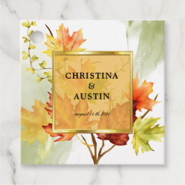 Étiquettes Cadeau Autumn aquarelle feuillage monogramme merci pour