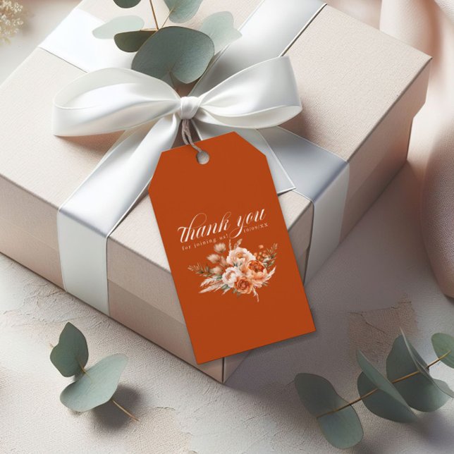 Étiquettes-cadeau Autumn Floral Fall In Love Thank You Bridal Shower (Créateur téléchargé)