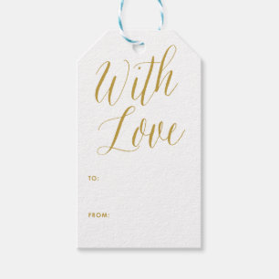 Étiquettes-cadeau Avec amour Balise cadeau Gold Modern Calligraphy