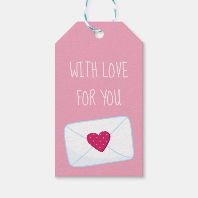 Étiquettes-cadeau Avec l'amour pour vous valentines lettre jour coeu (Devant)