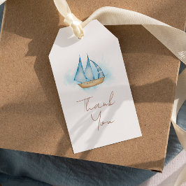 Étiquettes-cadeau Aventure nautique Baby shower blanc Merci