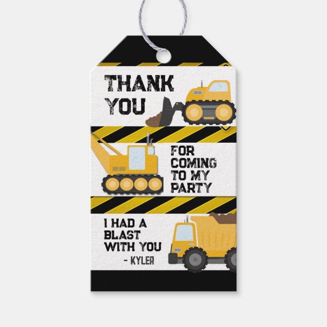 Étiquettes-cadeau Avertissement Merci de partie de construction (Devant)