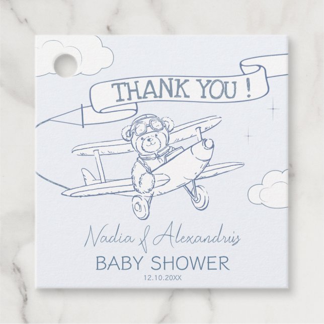 Étiquettes Cadeau Aviateur Aviateur Avion Précieux Baby shower de fr (Devant)