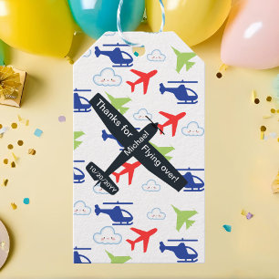 Étiquettes-cadeau Avion couleur mignon et nuages Aviateur personnali