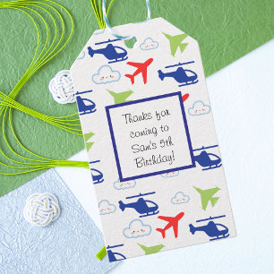 Étiquettes-cadeau Avion couleur mignon et nuages Aviateur personnali