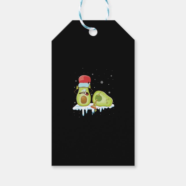 Étiquettes-cadeau Avocado Joyeux Noël Vega Pajama Santa Hat Fun (Devant)