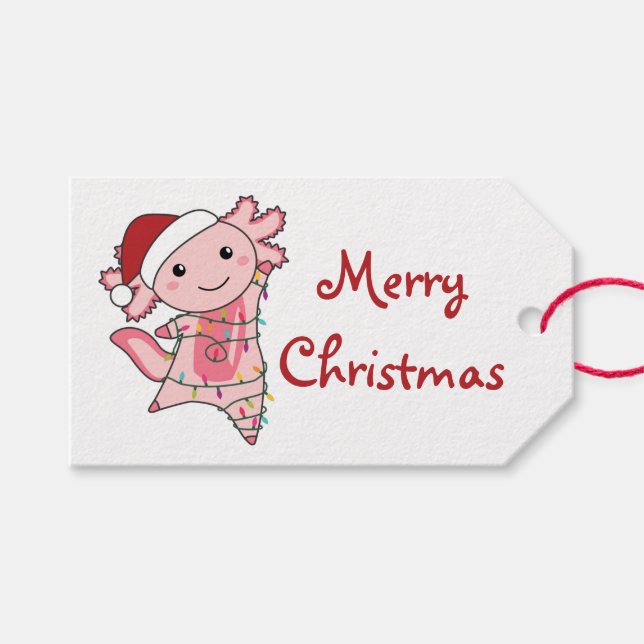 Étiquettes-cadeau Axolotl Joyeux Noël Animaux d'hiver Axolotls Tr (Devant (Horizontal))