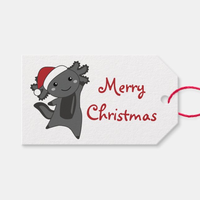 Étiquettes-cadeau Axolotl Joyeux Noël Animaux d'hiver Axolotls Tr (Devant (Horizontal))