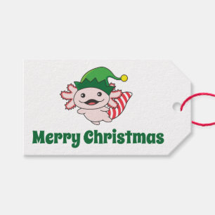 Étiquettes-cadeau Axolotl Merry Christmas Winter Elf Axolotl Coffee