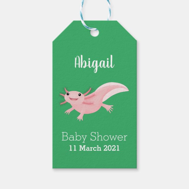 Étiquettes-cadeau axolotl rose pâle (Devant)