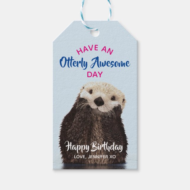 Étiquettes-cadeau Ayez une journée absolument géniale mignonne Otter (Devant)
