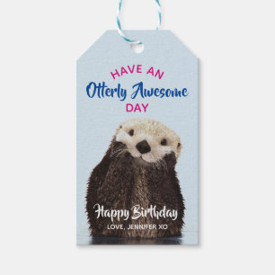 Étiquettes-cadeau Ayez une photo mignonne de loutre de jour