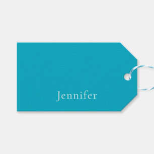 Étiquettes-cadeau Azure Blue Trendy Modern Minimalist Nom