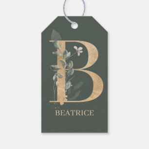 Étiquettes-cadeau B Monogramme Floral Personnalisé