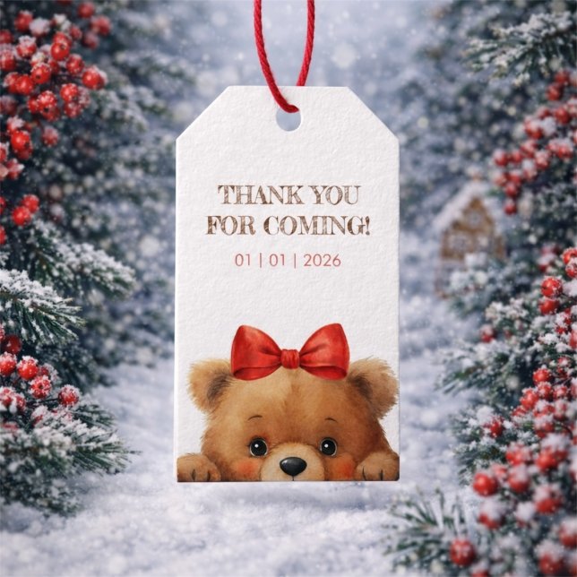 Étiquettes-cadeau Baby Bear And Rowan Berries Baby Shower (Baby Bear And Rowan Berries Baby Shower Gift Tags)