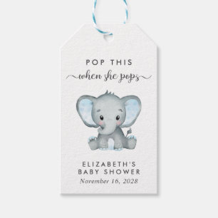 Étiquettes-cadeau Baby-éléphant éclate quand elle éclate Baby Shower
