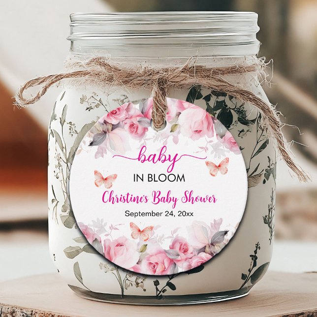 Étiquettes Cadeau Baby in Bloom Blush Baby shower Rose (Créateur téléchargé)
