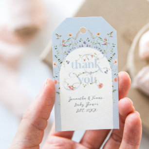 Étiquettes-cadeau Baby in Bloom Fleur sauvage Blue Boy Baby shower